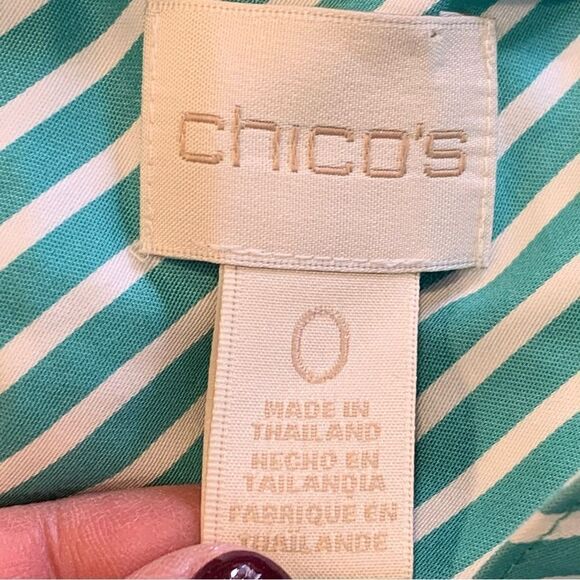 Chicos No Iron Stretch Stripe Shirt Size 0/XS - Picture 8 of 14